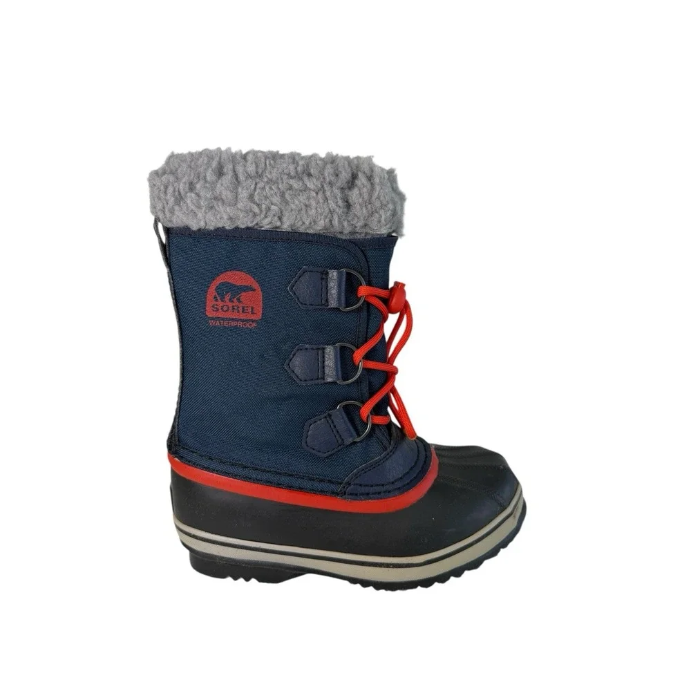 Sorel Yoot Pac Nylon Quarry Winter Boots Navy Blue- Orange‎ Size 1Y NO BOX